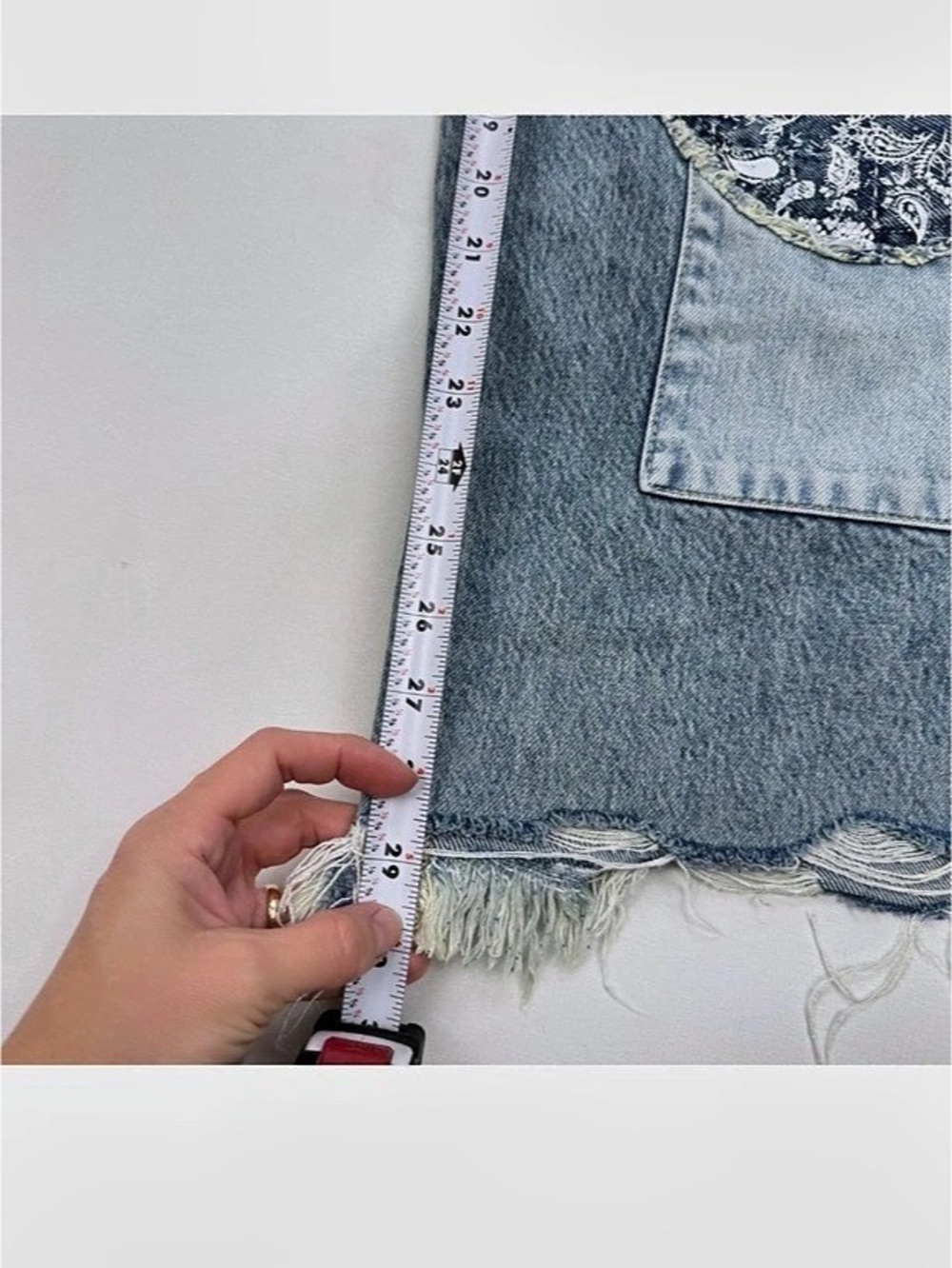 We The Free Patchwork Boyfriend Jeans Blue Waist 26 - Picture 11 of 11
